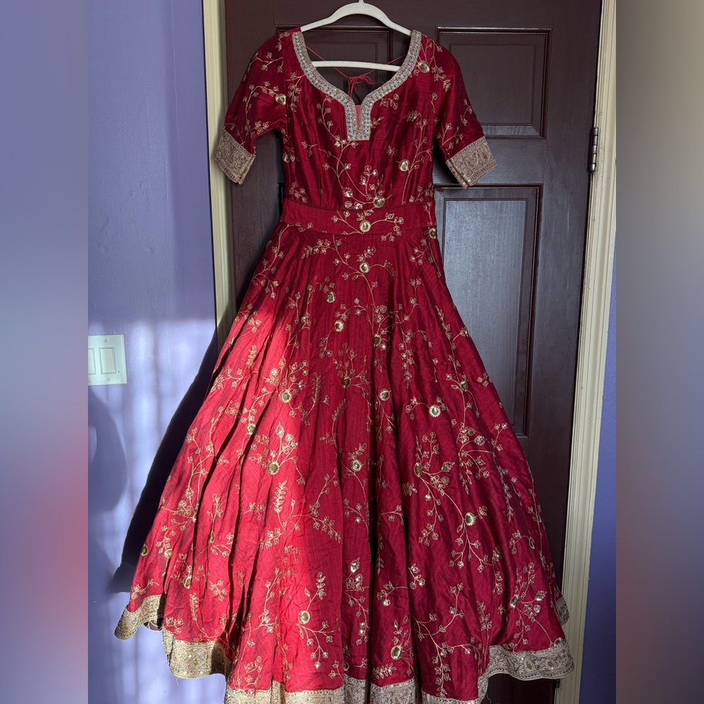 Elegant Red Embroidered Dress